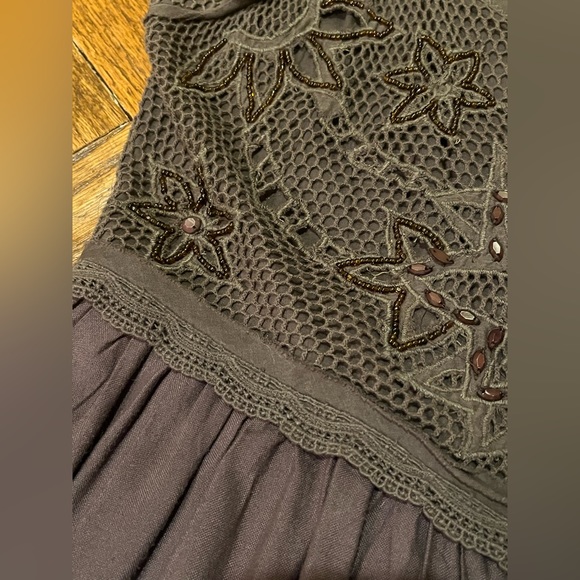 VTG Free People Embellished Lace Beaded Midi Hi Lo Dress S - Picture 11 of 12